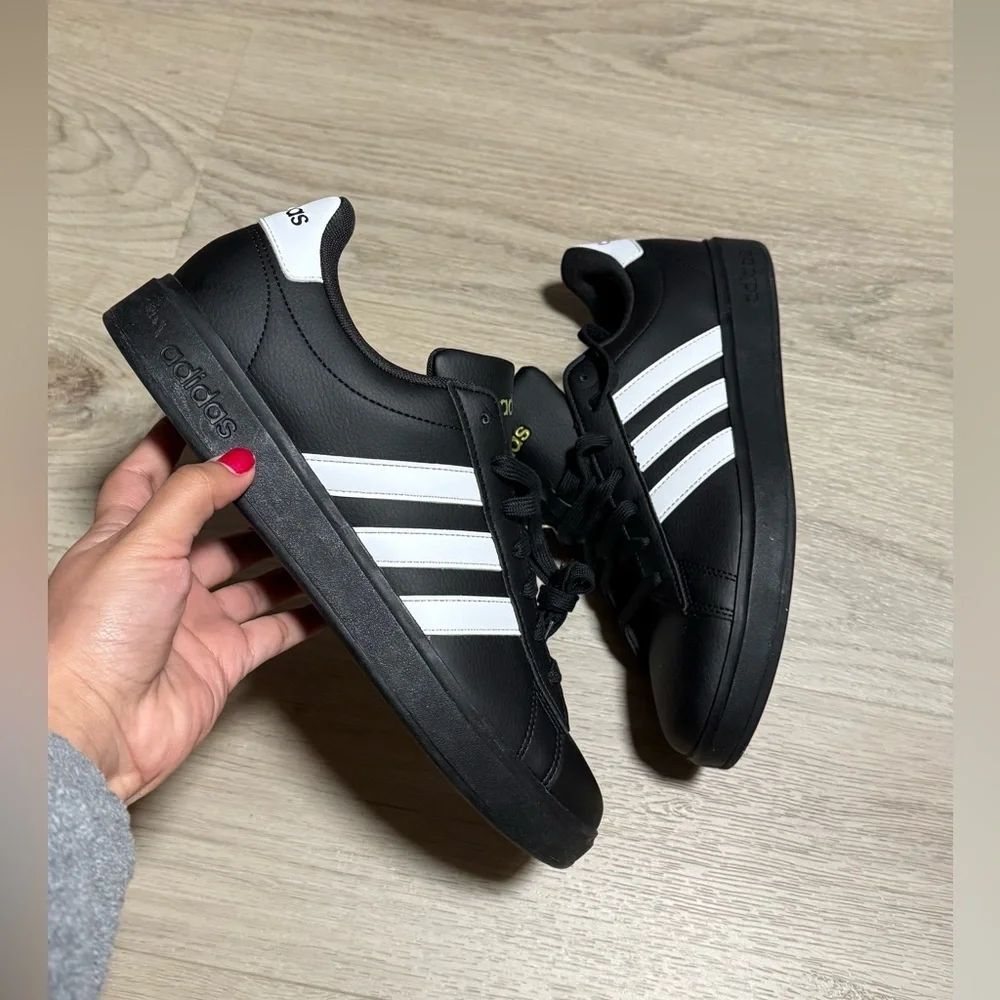 Adidas Black Sneakers with White Stripes